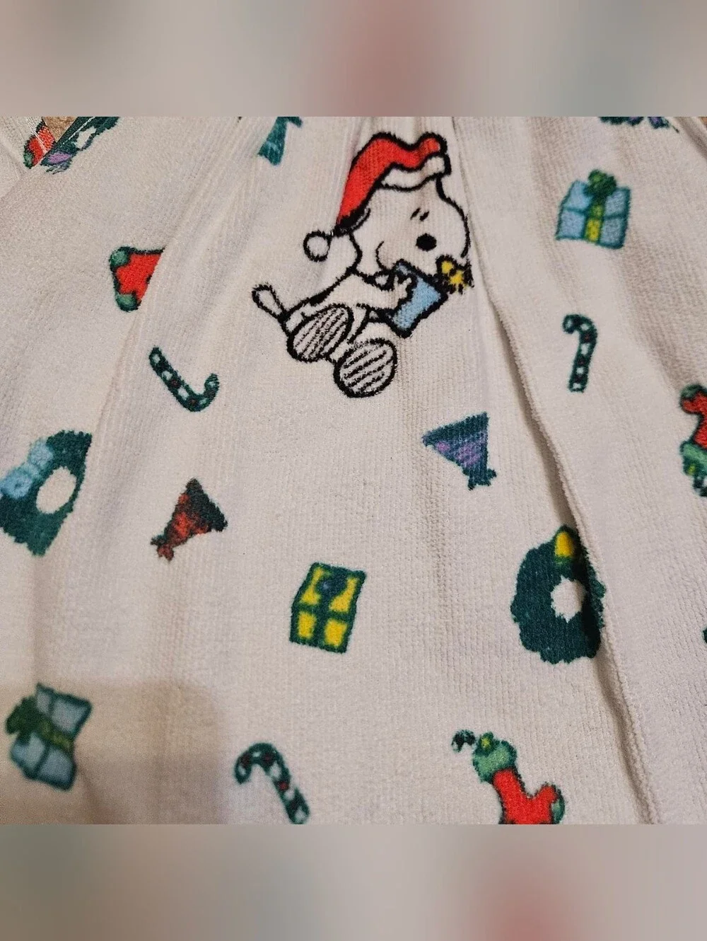 2 Handcrafted Towels Attached To Potholders | Snoopy | Christmas